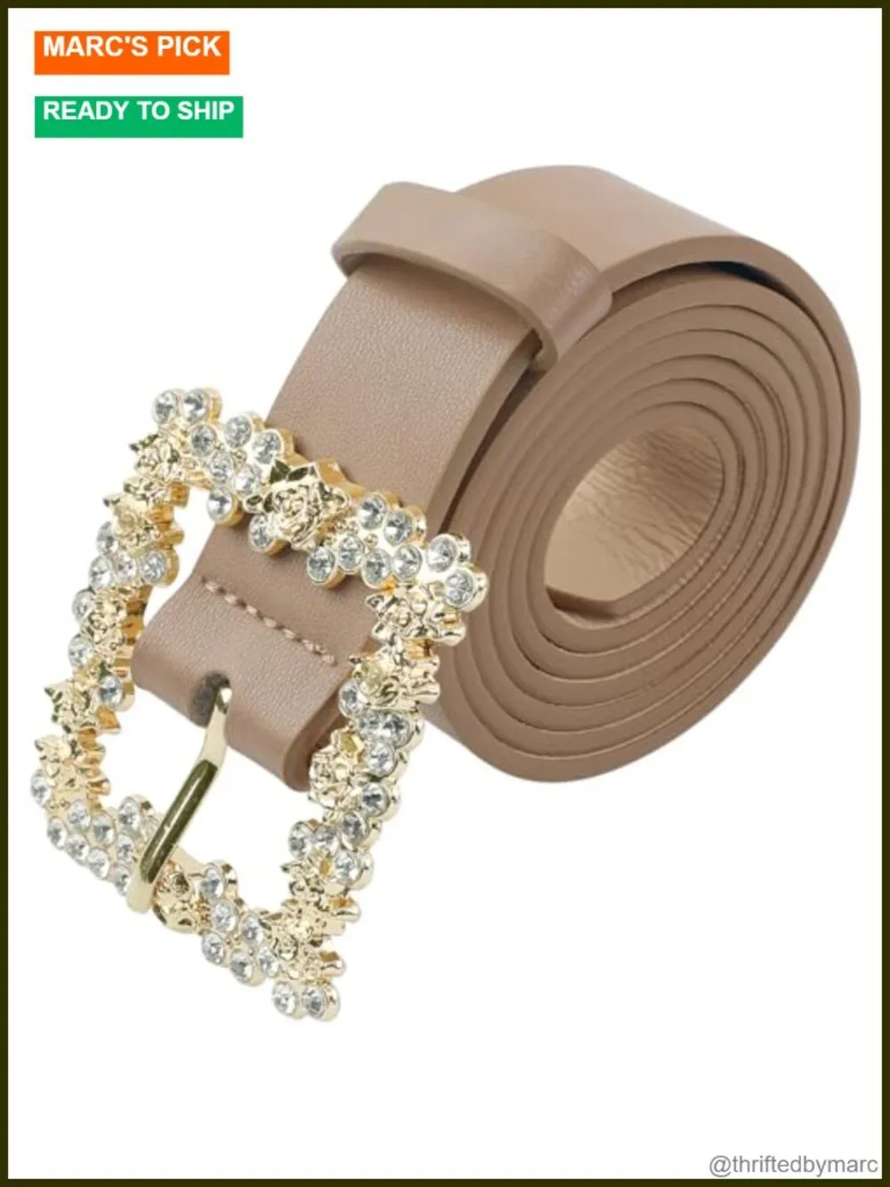 Faux Leather Rhinestone Buckle Fashion Belt for Jeans Dresses
